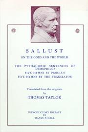 Cover of Sallust, On the gods and the world. The Pythagoric sentences of Demophilus. Five hymns by Sallustius