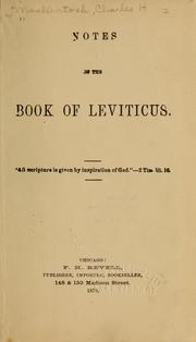 Cover of Notes on the book of Leviticus... by Charles Henry Mackintosh