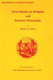 Cover of Great books on religion and esoteric philosophy by Manly Palmer Hall