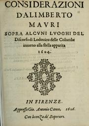 Cover of Considerazioni d'Alimberto Mavri sopra alcvni lvoghi del Discorso di Lodouico delle Colombe intorno alla stella apparita 1604 by Alimberto Mauri