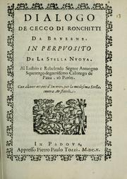 Front cover of Dialogo de Cecco di Ronchitti ... in perpvosito de la stella nvova by Cecco di Ronchitti