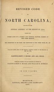 Front cover of Revised code of North Carolina, enacted by the General Assembly at the session of 1854 by North Carolina