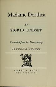 Cover of Madame Dorthea by Sigrid Undset