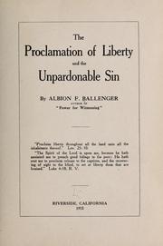 Front cover of The proclamation of liberty and the unpardonable sin by Albion Fox Ballenger