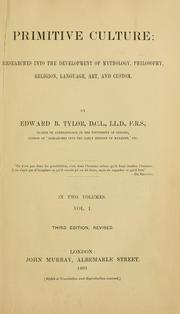 Cover of Primitive culture by Edward B. Tylor