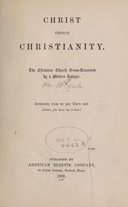 Front cover of Christ versus Christianity by William Pillsbury Hale