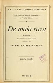 Cover of De Mala Raza by José Echegaray