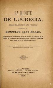 Front cover of La muerte de Lucrecia by Leopoldo Cano y Masas