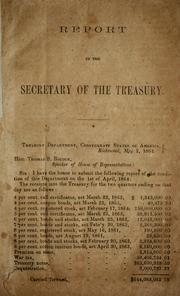 Cover of Report of the secretary of the Treasury by Confederate States of America. Dept. of the Treasury