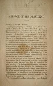 Front cover of Message of the President by Confederate States of America. President