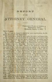 Front cover of Report of the Attorney General by Confederate States of America. Dept. of Justice