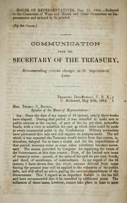 Front cover of Communication from the Secretary of the Treasury recommending certain changes in the impressment laws by Confederate States of America. Dept. of the Treasury