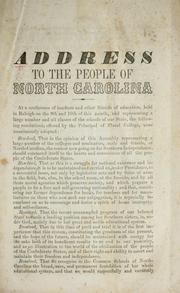 Front cover of Address to the people of North Carolina by Charles Henderson Wiley