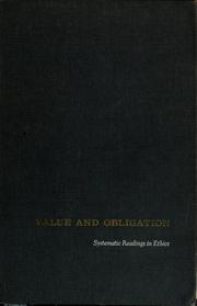 Front cover of Value and obligation by Brandt, Richard B.