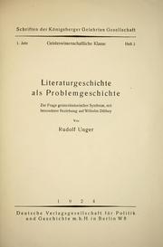Cover of Literaturgeschichte als Problemgeschichte by Unger, Rudolf