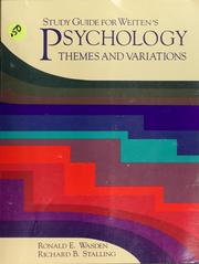 Cover of Study guide for Weiten's Psychology, themes and variations by Ronald E. Wasden
