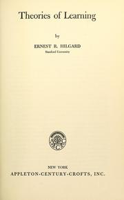 Cover of Theories of learning by Ernest Ropiequet Hilgard