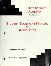 Front cover of Student solutions manual & study guide to accompany Intermediate algebra by Dennis Weltman