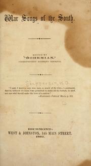 Front cover of War songs of the South by William G. Shepperson