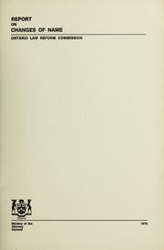 Front cover of Report on Changes of Name by Ontario Law Reform Commission.