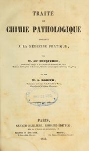 Front cover of Traité de chimie pathologique appliquée à la médecine pratique by Louis Alfred Becquerel