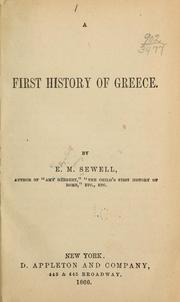Front cover of A first history of Greece by Elizabeth Missing Sewell