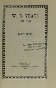 Front cover of W.B. Yeats by Joseph Maunsell Hone
