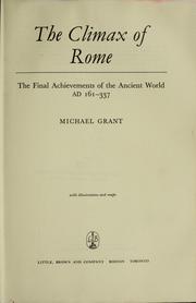 Front cover of The climax of Rome by Michael Grant
