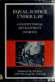 Front cover of Equal justice under law by Harold Melvin Hyman