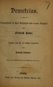 Cover of Demetrius by Friedrich Hebbel
