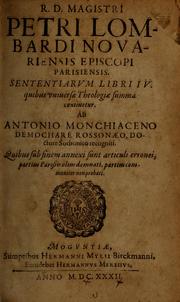 Front cover of Sententiarum libri IV by Peter Lombard Bishop of Paris