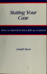Cover of Stating your case by Joseph D. Ryan