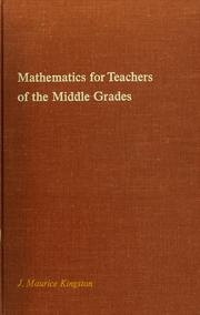Front cover of Mathematics for teachers of the middle grades by J. Maurice Kingston