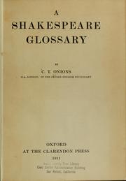 Cover of A Shakespeare glossary by Charles Talbut Onions