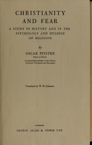 Front cover of Christianity and fear by Pfister, Oskar
