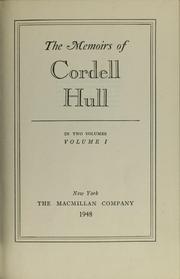 Front cover of The Memoirs of Cordell Hull, Volume 1 by Cordell Hull