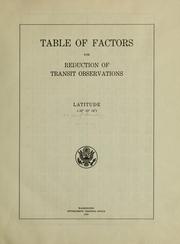 Cover of Table of factors for reduction of transit observations, latitude +38⁰ 55' 14."1 by United States Naval Observatory