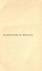 Front cover of Darwinism in morals by Frances Power Cobbe
