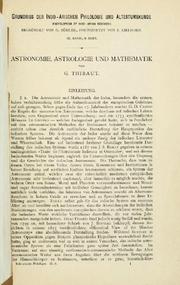 Front cover of Astronomie, Astrologie und Mathematik by George Thibaut