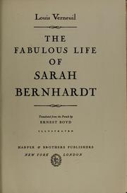 Front cover of Vie merveileuse de Sarah Bernhardt by Louis Verneuil