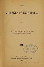 Front cover of The mistakes of Ingersoll by T. McGrady