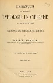 Cover of Lehrbuch der speciellen Pathologie und Therapie by Felix von Niemeyer
