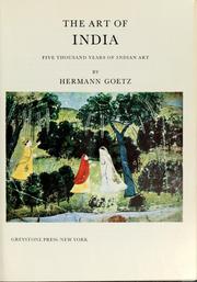 Front cover of The art of India by Goetz, Hermann