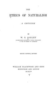 Front cover of On the ethics of naturalism by William Ritchie Sorley