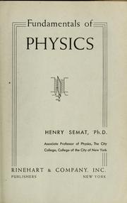 Front cover of Fundamentals of physics by Henry Semat