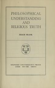 Front cover of Philosophical understanding and religious truth by Frank, Erich