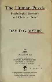 Front cover of The human puzzle by David G. Myers
