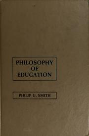 Cover of Philosophy of education by Philip G. Smith