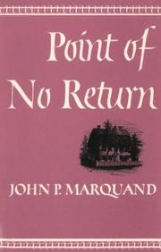 Front cover of Point of no return by John P. Marquand