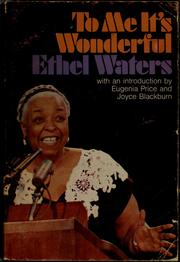 Front cover of To Me It's Wonderful by Ethel Waters